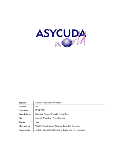 Subject General Manifest Procedure Version 1.0 Issue date 02/04