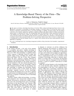 A Knowledge-Based Theory of the Firm&mdash;The Problem