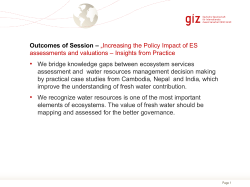 outcome slides - Ecosystem Services Partnership
