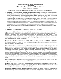 Jostens Senior Grad Product Contest Giveaway Official Rules 2017