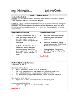 Lesson Topic: Probability Grade level: 6th Grade Length of lesson