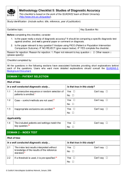 Methodology Checklist 5: Studies of Diagnostic Accuracy