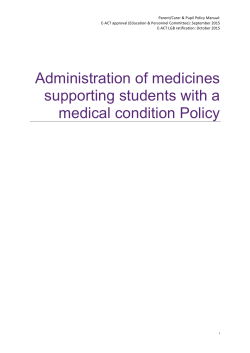 Administration of Medication / Supporting Students with a Medical