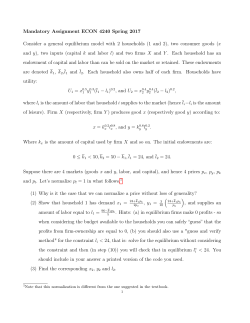Mandatory Assignment ECON 4240 Spring 2017 Consider a