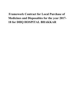 Framework Contract for Local Purchase of Medicines and