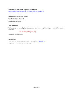 Practice S10P01: Sum Digits in an Integer Enter a non