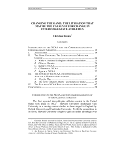 CHANGING THE GAME: THE LITIGATION THAT MAY BE THE