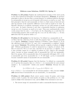 Midterm exam Solutions, MATH 515, Spring 11 - Math