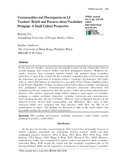 Commonalities and Discrepancies in L2 Teachers` Beliefs and