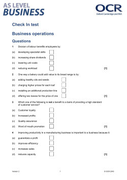 AS Level Business Check In test (Business operations)