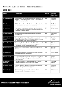Newcastle Business School - Doctoral Successes 2010