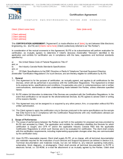 Certification Agreement PDF - Elite Electronic Engineering