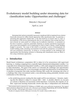 Evolutionary model building under streaming data for classification