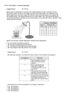 fcat 2 0 science 8th grade test spec questions