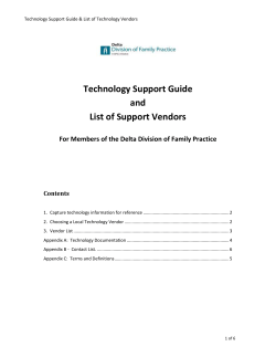 Technology Support Guide/Vendor List