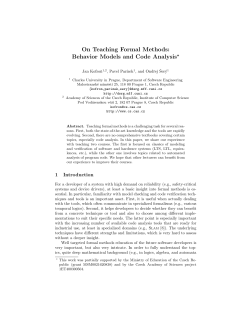 On Teaching Formal Methods: Behavior Models and Code Analysis*