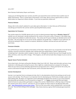 June, 2017 Dear Potomac Field Hockey Players