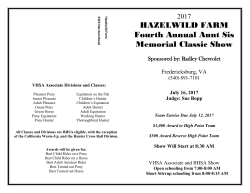 HAZELWILD FARM Third Annual Aunt Sis Memorial Classic Show