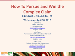 CLM201 -- How to Pursue and Win the Complex Claim (2) - ACI-NA