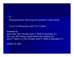 Cost Certifcations and Tax Credits