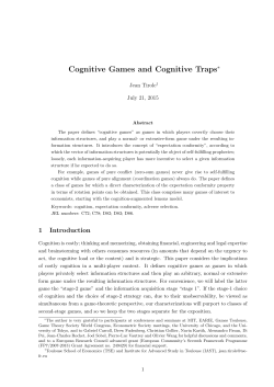 Cognitive Games and Cognitive Traps