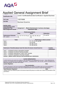 Unit 2 - Business dynamics - Assignment 1