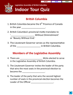 Indoor Tour Quiz - Legislative Assembly of British Columbia