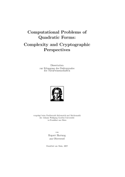 Computational Problems of Quadratic Forms - Goethe