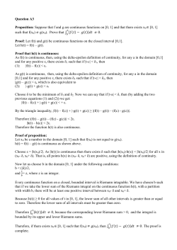 Question A3 Proposition: Suppose that f and g are continuous