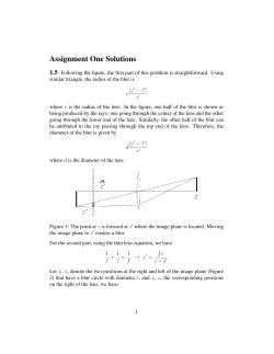 Assignment One Solutions