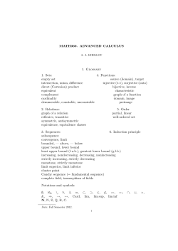 MATH360. ADVANCED CALCULUS 1. Glossary 1. Sets