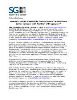 Scientific Games Interactive Division Opens Development Center in