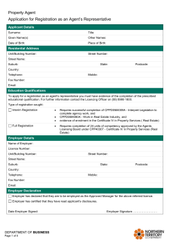 Property agent application of registration as an agents representative