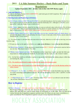 2011 5 A Side Summer Hockey &ndash; Basic Rules and Team Regulations