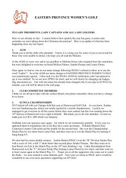 EASTERN PROVINCE WOMEN`S GOLF TO LADY PRESIDENTS