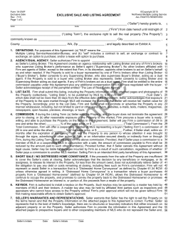 EXCLUSIVE SALE AND LISTING AGREEMENT (&ldquo;Seller")