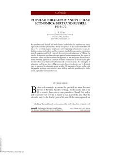 Popular Philosophy and Popular Economics: Bertrand Russell, 1919