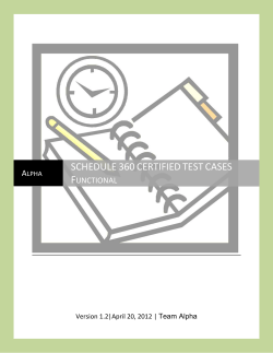SCHEDULE 360 CERTIFIED TEST CASES Functional