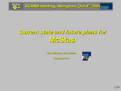 Current state and future plans for McStas SCANS meeting