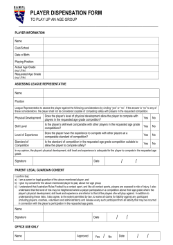 player dispensation form - Channel 9 Adelaide Football League