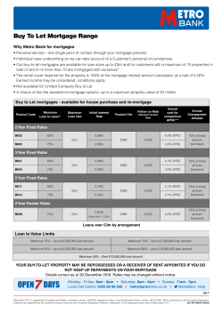 Buy To Let Mortgage Range