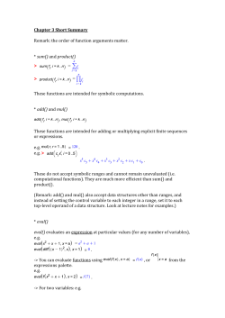 Chapter 3 Short Summary - More Functions