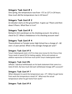 Integers Task Card # 5 - Nutley Public Schools