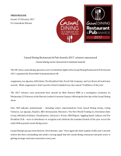 press release - Casual Dining Awards