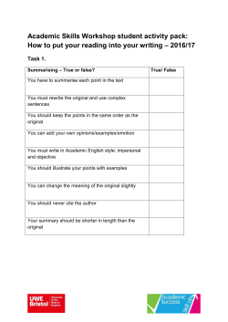 Academic Skills Workshop student activity pack