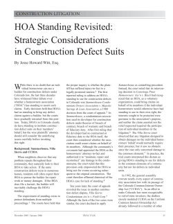 HOA Standing Revisited: Strategic Considerations in Construction