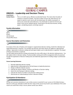 ORG525 &ndash; Leadership and Decision Theory