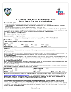2015 Portland Youth Soccer Association / US Youth Soccer Coach