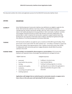 1 2016 ECD Community Coalition Grant Application Guide This