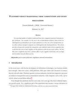Platform versus traditional firm: competition and entry regulation